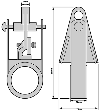 Suspension clamps DIMENSIONS