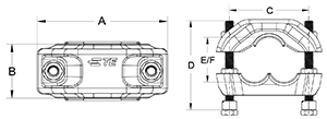 Trefoil Cable Clamps DIMENSIONS